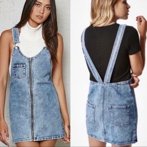 Denim mini overall zip up dress from Pacsun